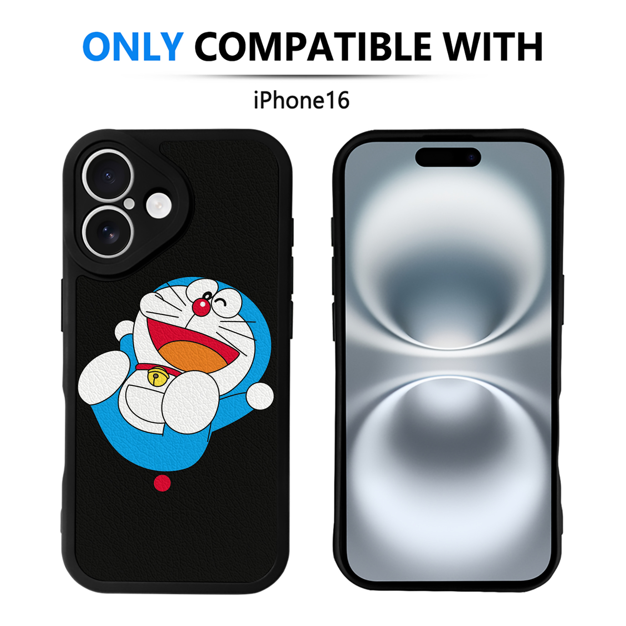 （画像用） ドラえもん Doraemon 【iPhone 16シリーズ対応】シリコンスマホケース（レザー調） 材質：シリコン